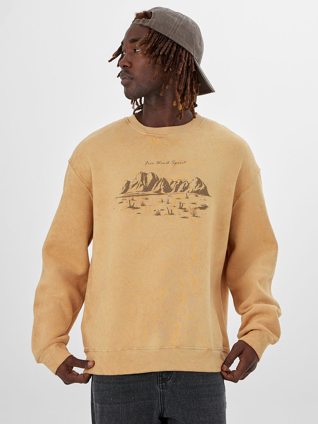 Свитшот мужской Mark Formelle Acid Wash бежевый  фото 5