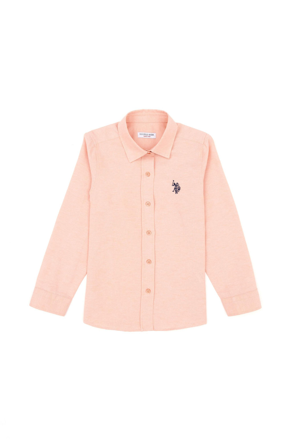 U. S. Polo Assn / Рубашка лососевого цвета с длинным рукавом для девочки