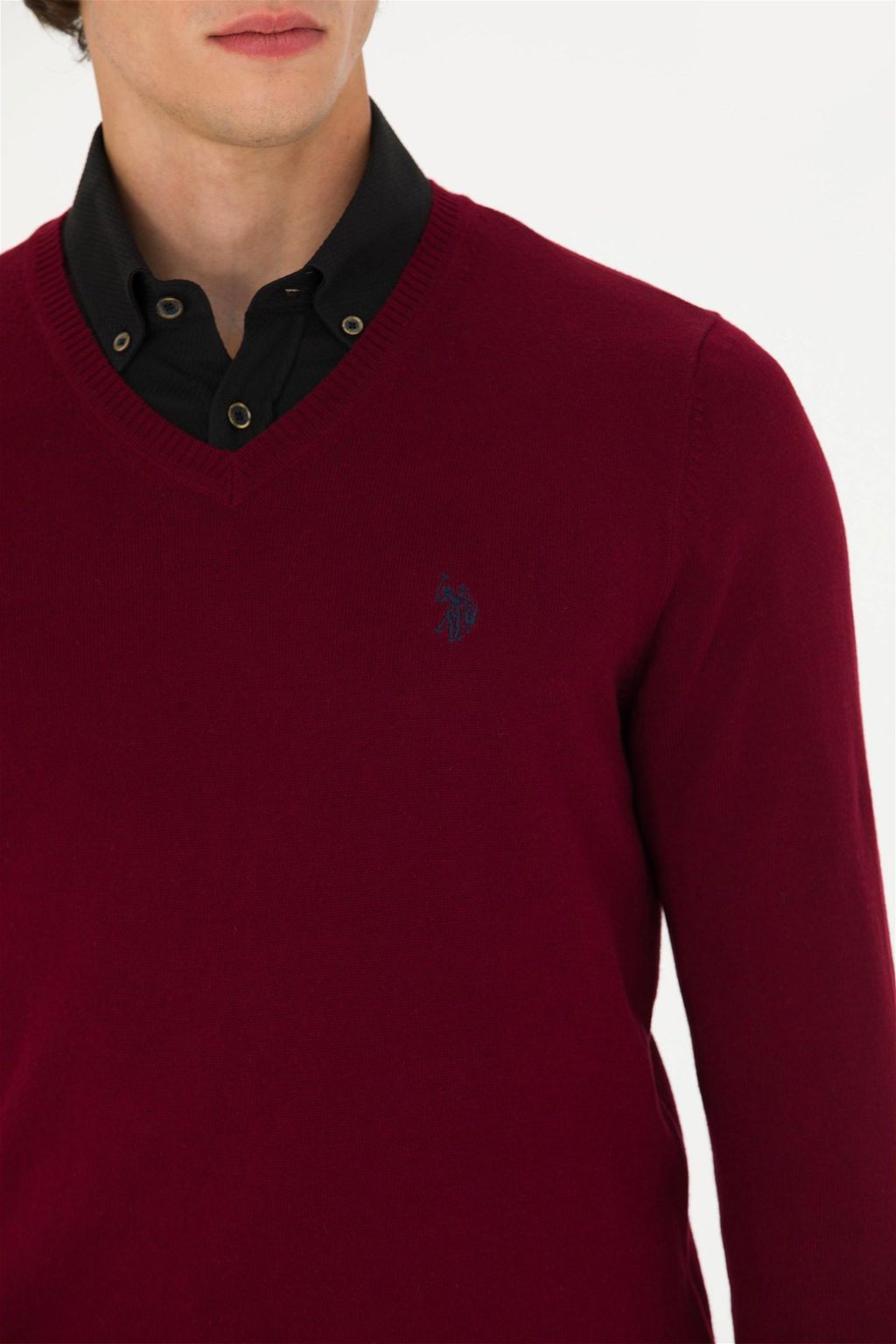 U. S. Polo Assn Мужской бордово-красный базовый свитер - U.s. polo assn фото 7