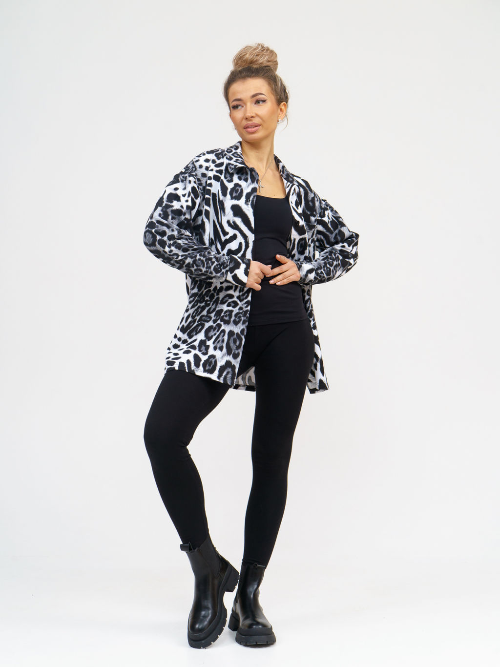 942 Туника-Рубашка "Лео/серый"