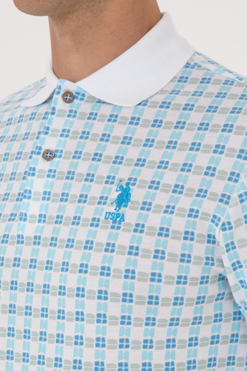 Erkek Regular Fit Polo Yaka Turkuaz Desenli Ti__rt Sepette S_rpriz _ndirim - U.s. polo assn фото 7