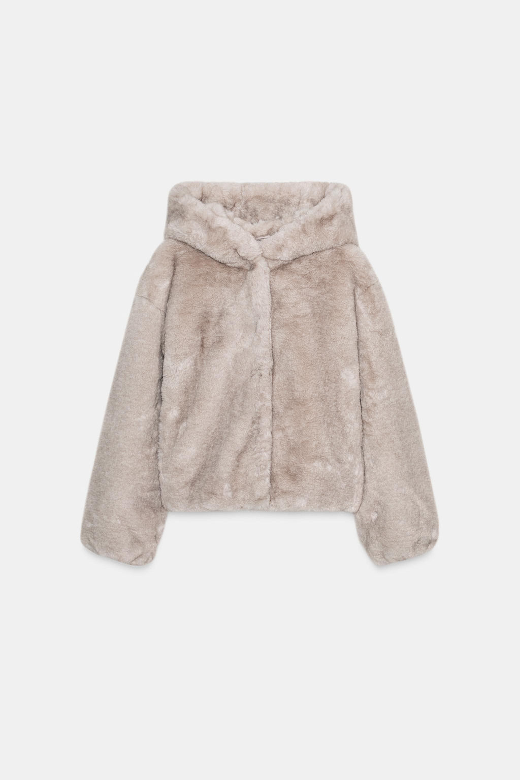 SHORT FAUX FUR HOODED COAT