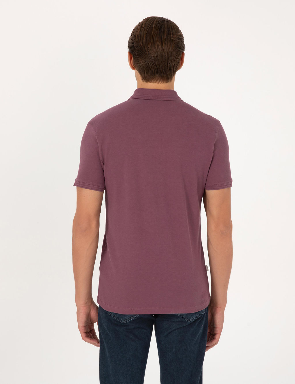 Mor Slim Fit %100 Pamuk K_vr_lmaz Polo Yaka Basic Ti__rt