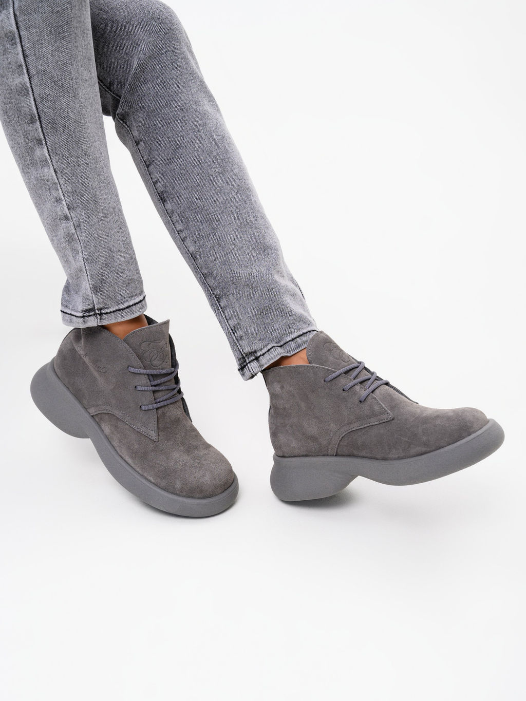 Ботинки 308.927gr.Серый замок замша+серый/мех