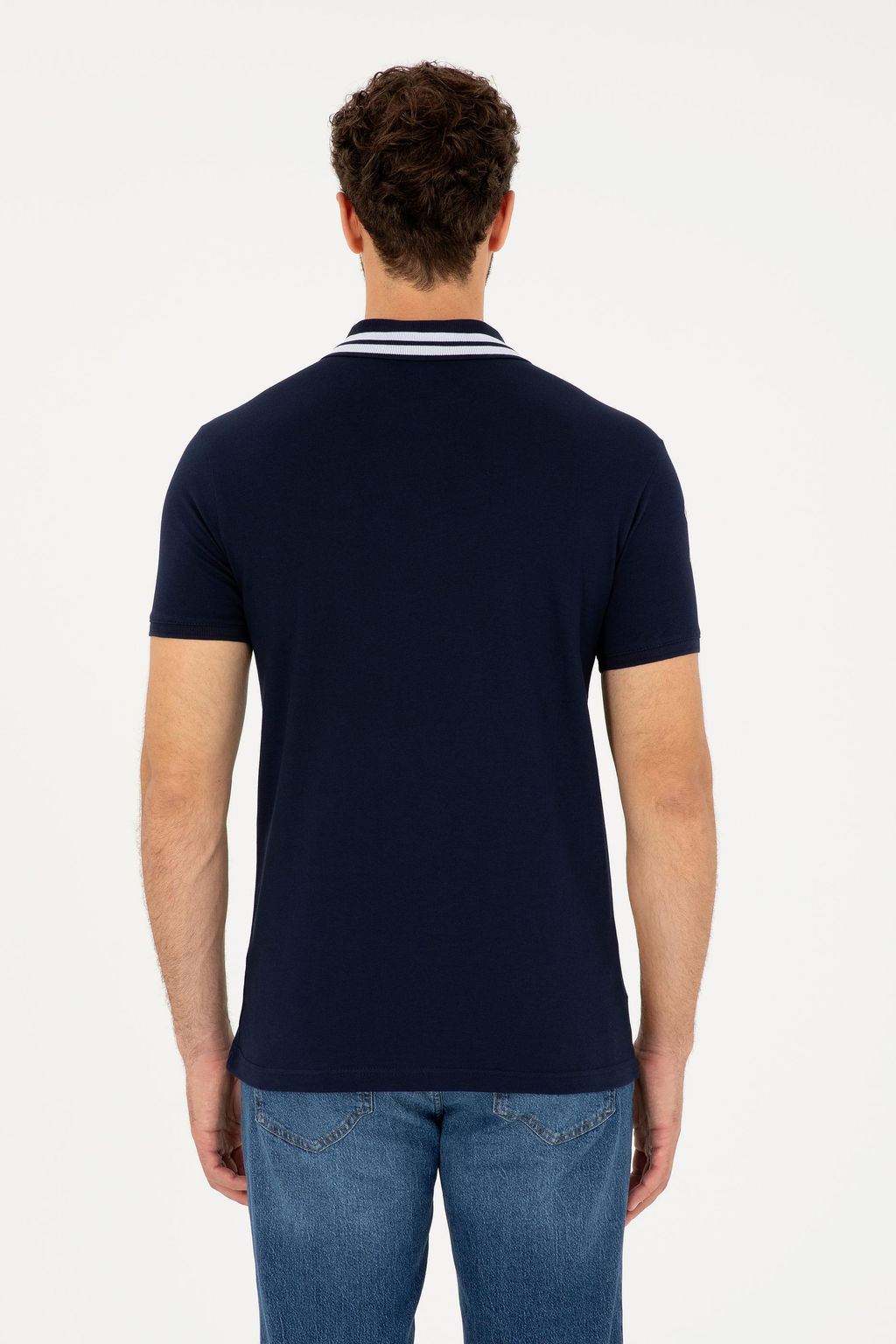 Футболка U.S. Polo Assn G081GL011 мужская темно-синяя хлопок с эластаном  фото 12