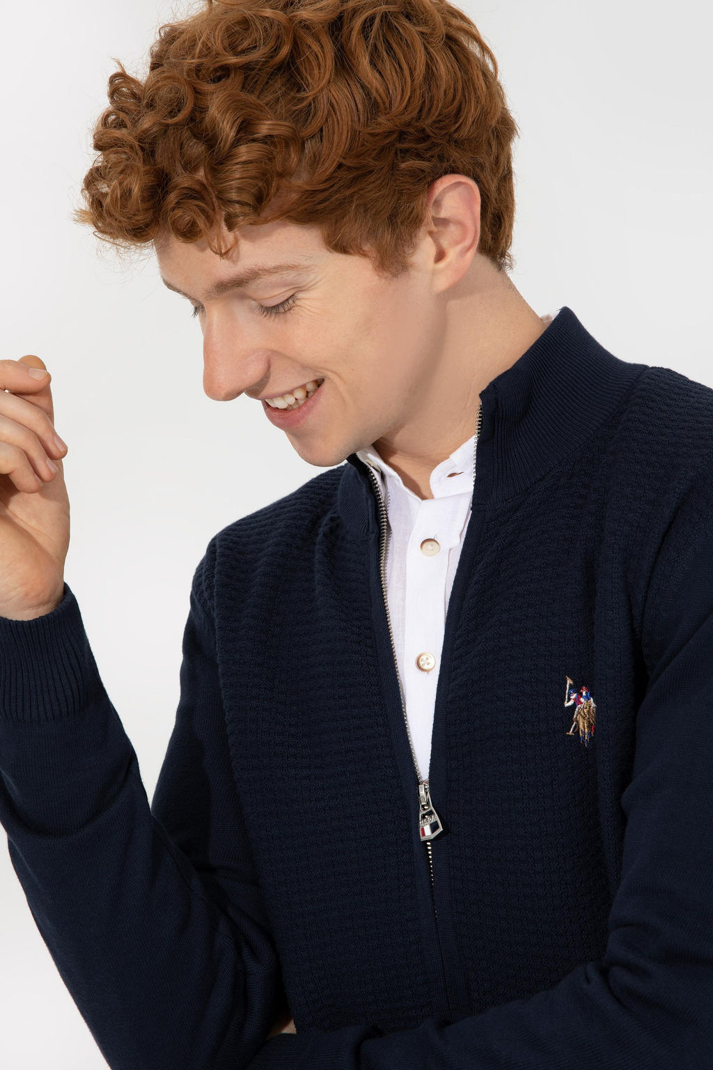 Мужской темно-синий трикотажный кардиган Basic - U.s. polo assn фото 14