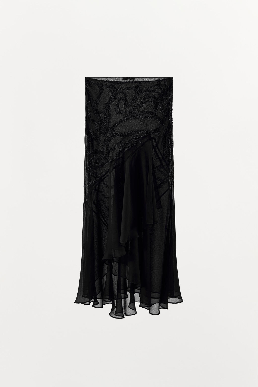 BEADED RUFFLE MIDI SKIRT - Zara фото 6