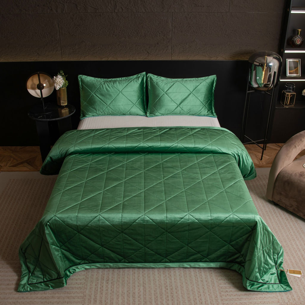 Велюровое покрывало в клетку и две наволочки OVL049 160*220/50-70 1 шт - Ситрейд фото 2