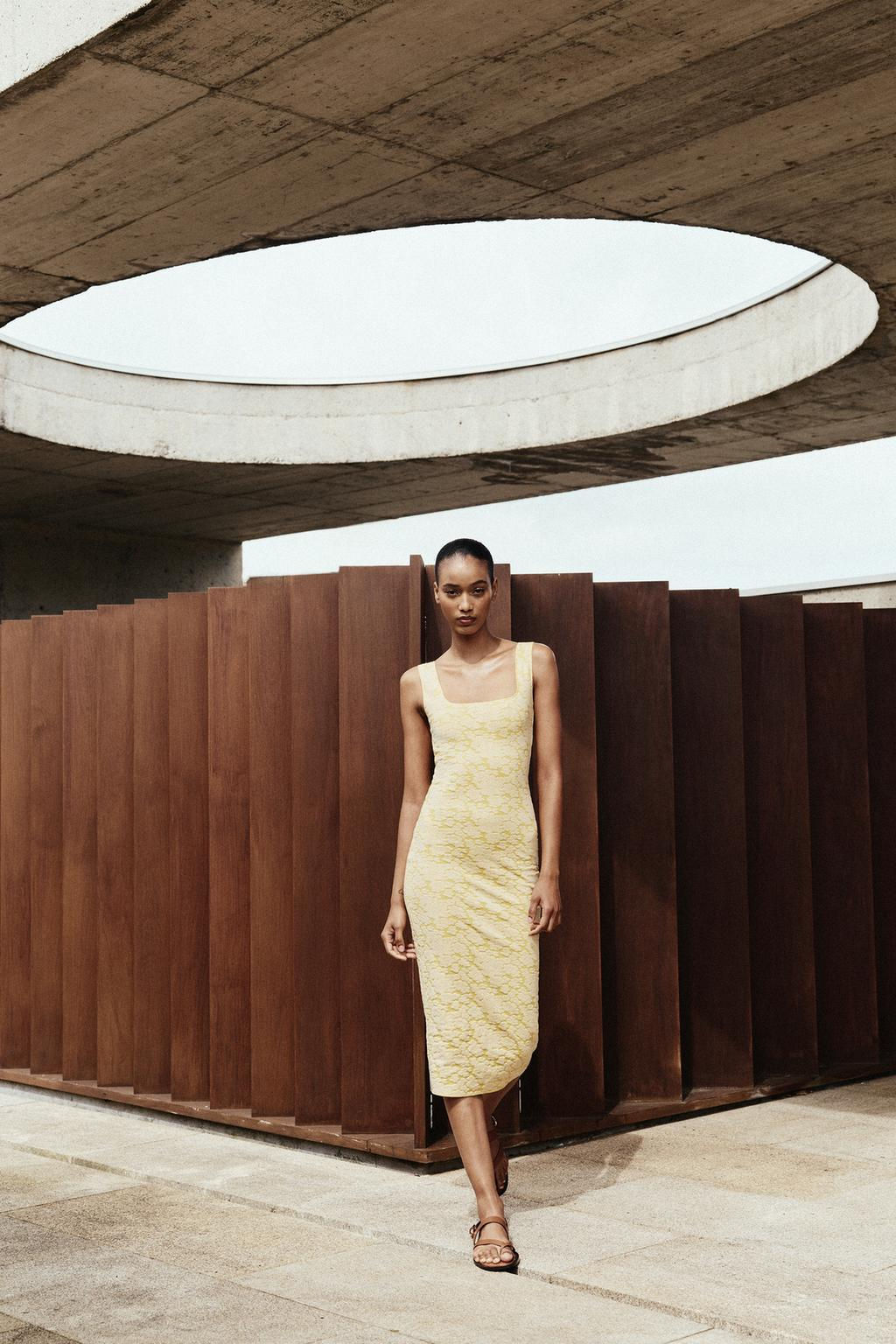 STRETCH SQUARE NECK DRESS - Zara фото 10