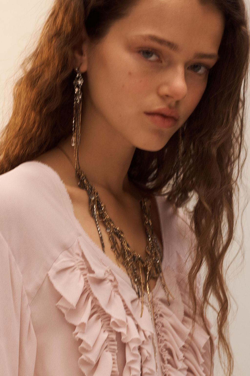 CAMISA VOLANTES ENCAJE LIMITED EDITION / Rosa empolvado - Zara фото 5