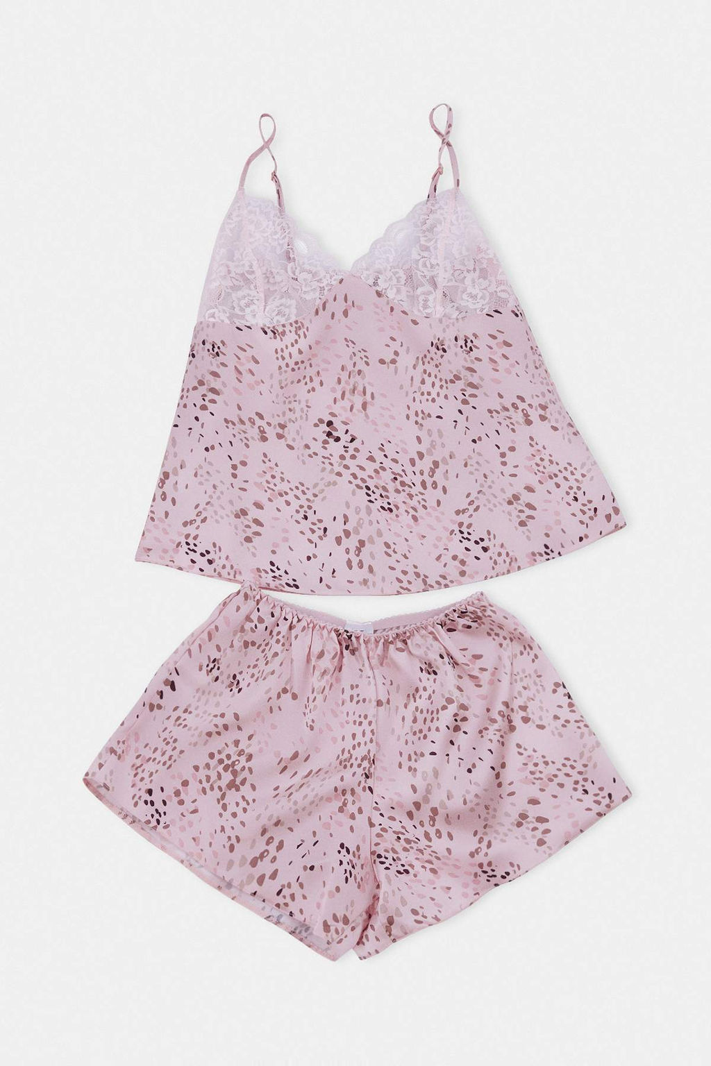 Pembe Renkli Leoplarl? Saten Dokuma 7li Pijama Tak?m?-Gecelik Ceyiz Set THMSS26PT00243