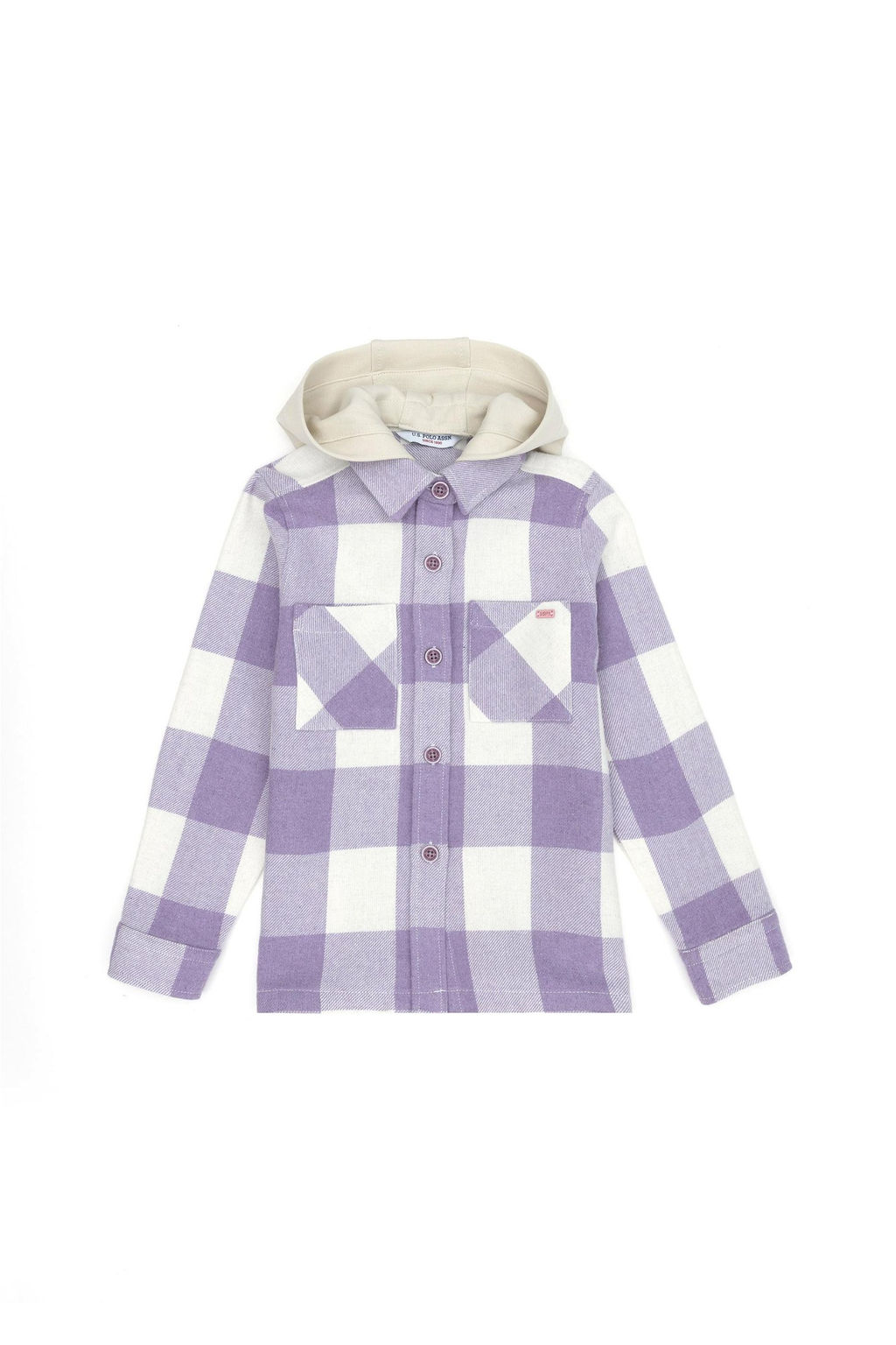 Сиреневая рубашка с капюшоном и длинными рукавами для девочки - U.s. polo assn фото 2