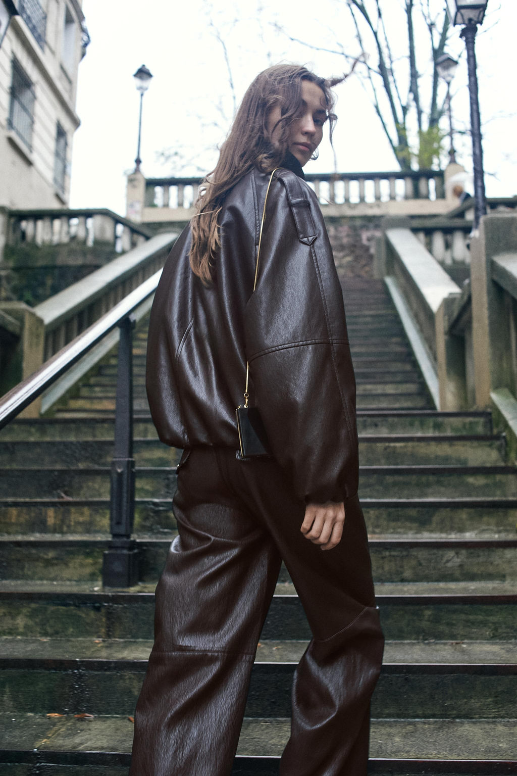 FAUX LEATHER HIGH-NECK JACKET - Zara фото 10