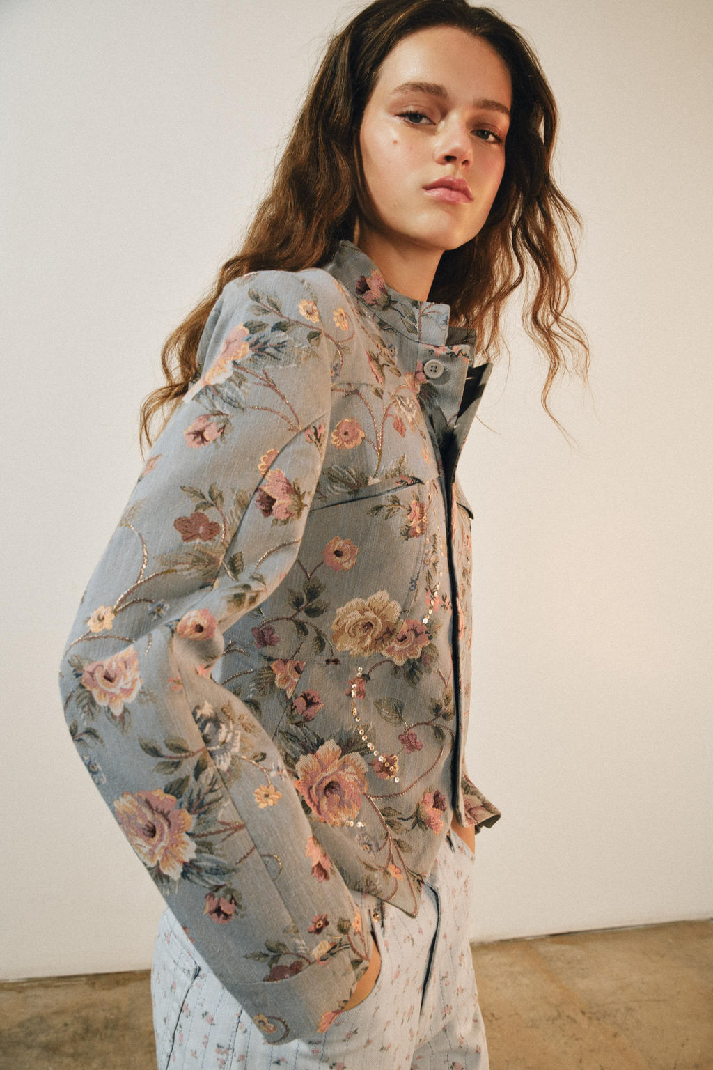 BLAZER JACQUARD ZW COLLECTION / celeste vigore - Zara фото 6
