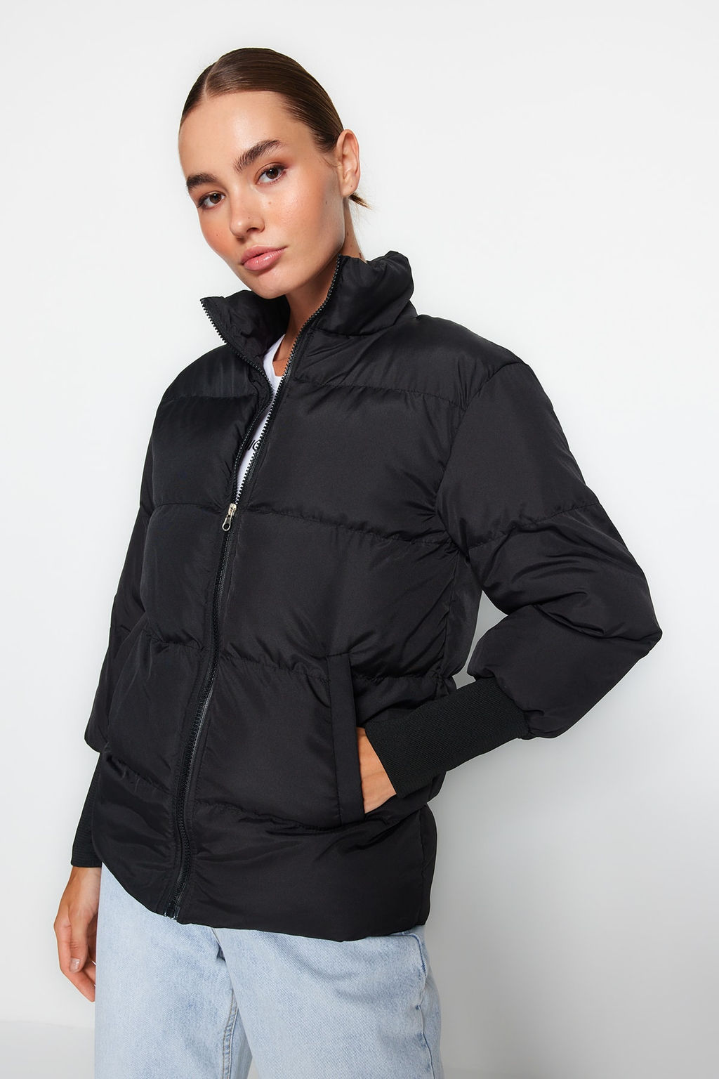 Siyah Ribana Kollu Su Itici Sisme Mont TWOAW22MO0002