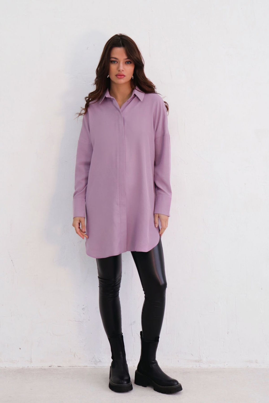 Базовая удлинённая рубашка свободного силуэта - Martichelli фото 99