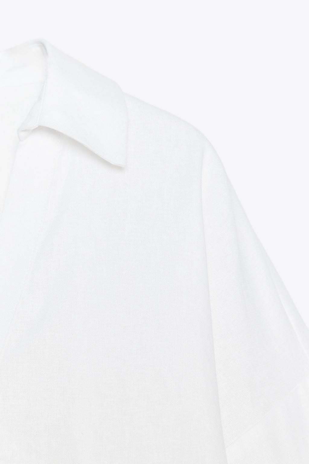 WIDE-SLEEVE LINEN BLEND SHIRT - Zara фото 7