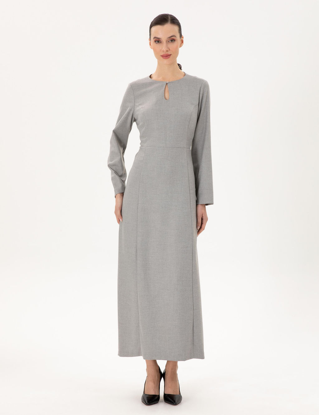 A__k Gri Regular Fit Dokuma Elbise - Pierre cardin фото 3