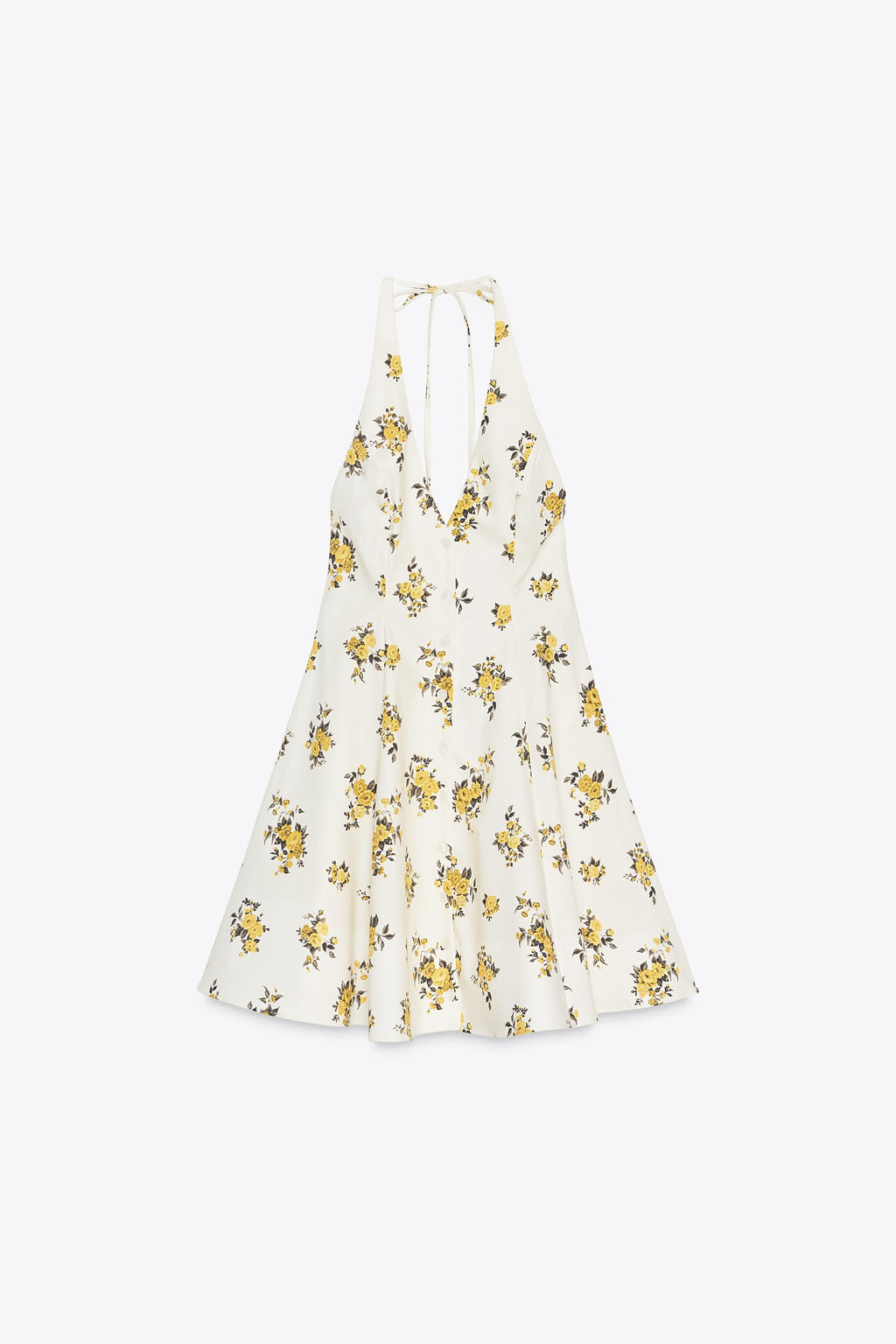 FLORAL PRINT HALTER MINI DRESS - Zara фото 12