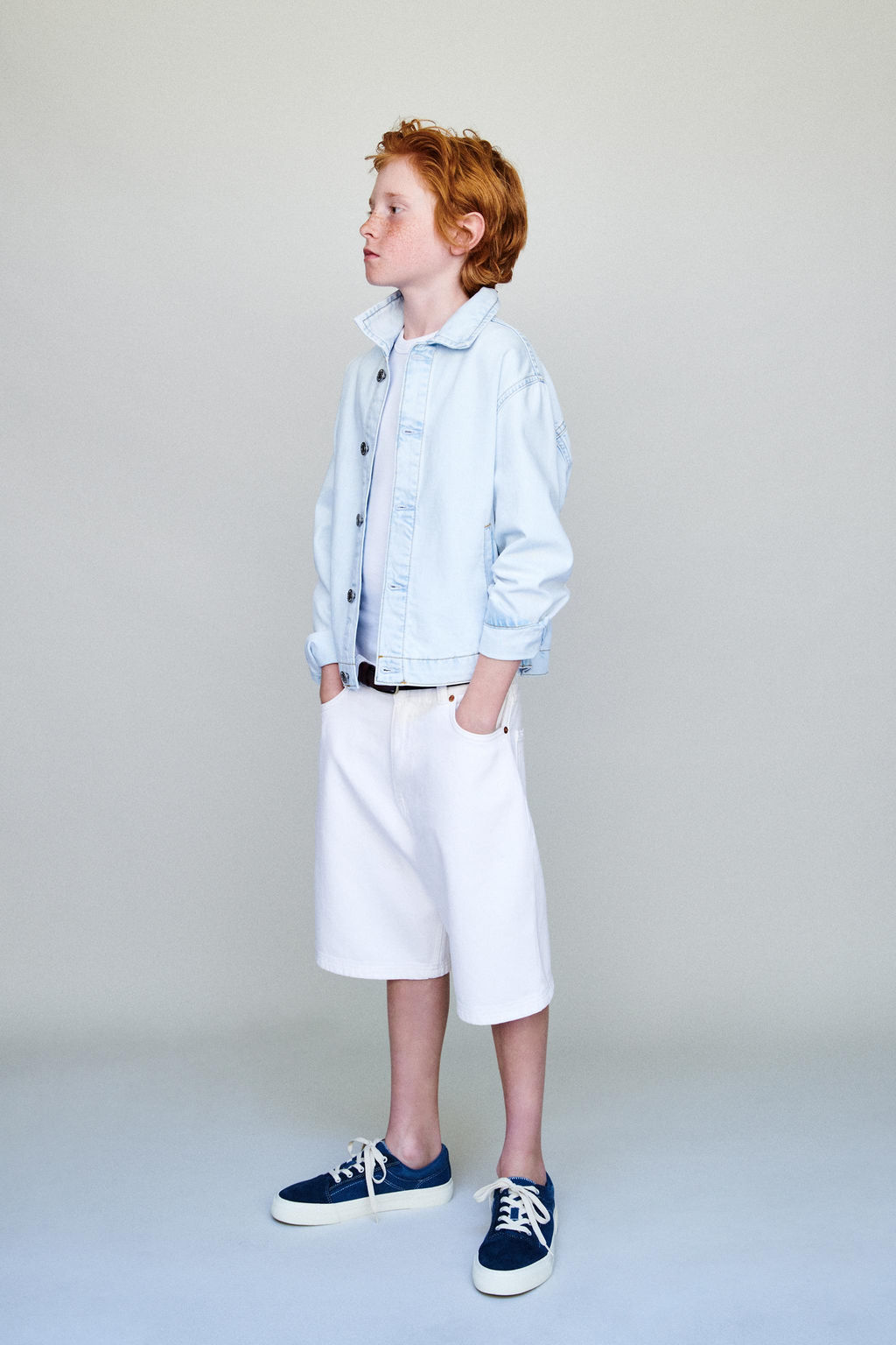 BERMUDA DENIM RELAXED BAGGY / Blanco roto