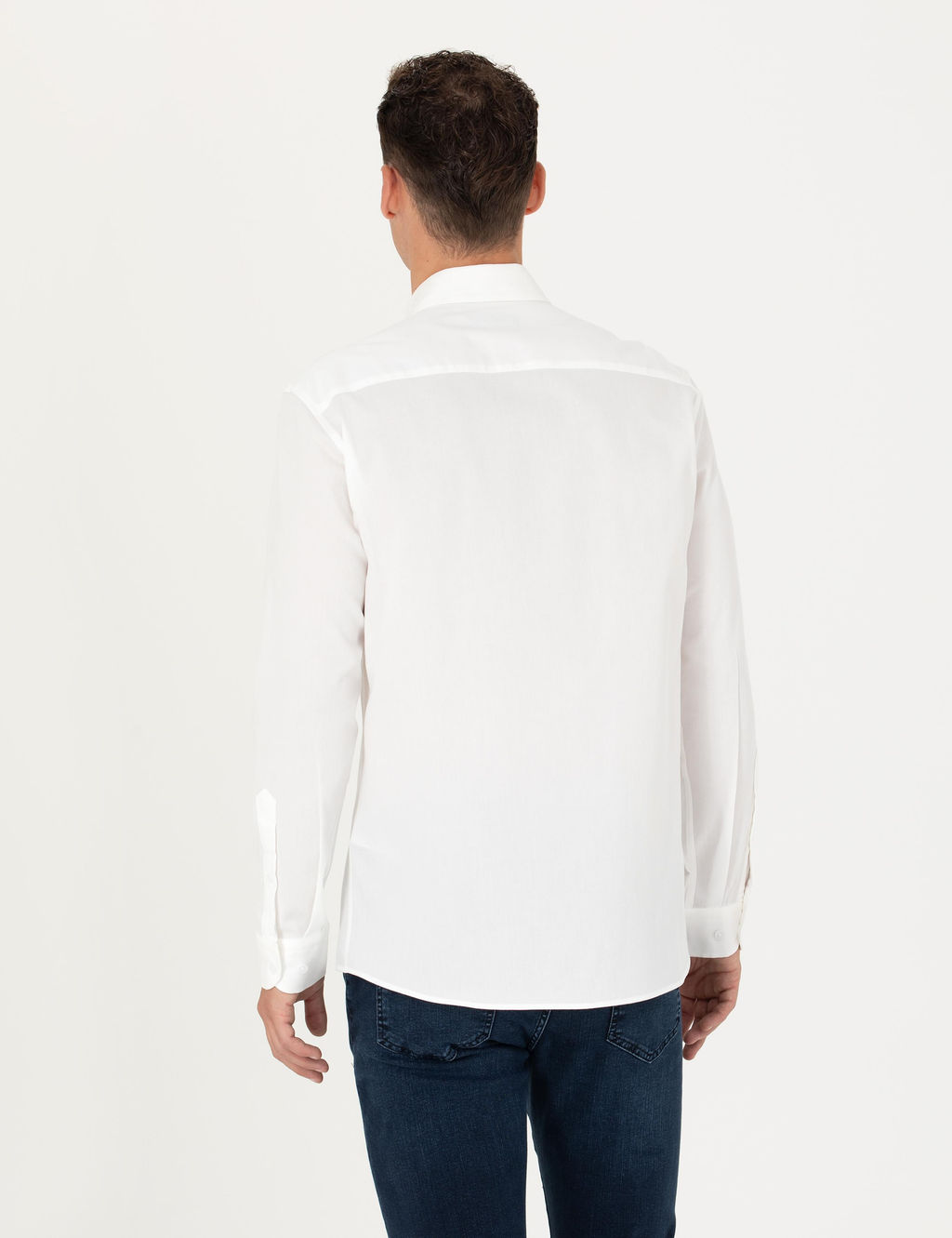 Koyu Mavi Slim Fit Uzun Kollu G_mlek