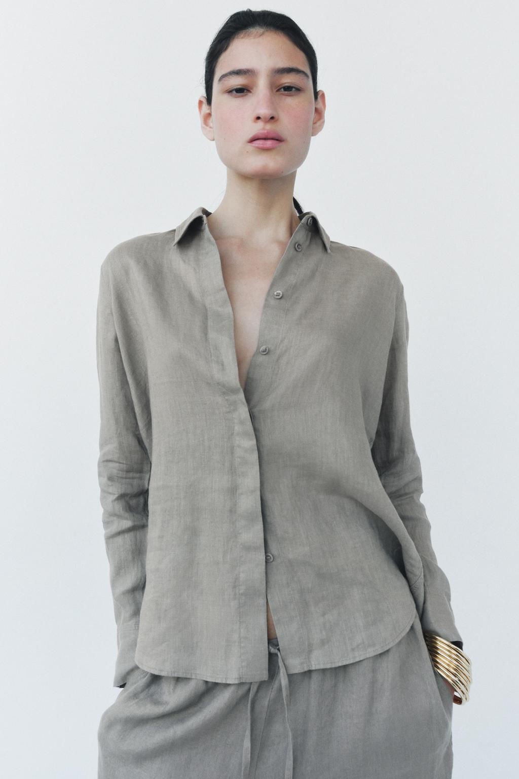 ZW COLLECTION 100% LINEN SHIRT - Zara фото 7