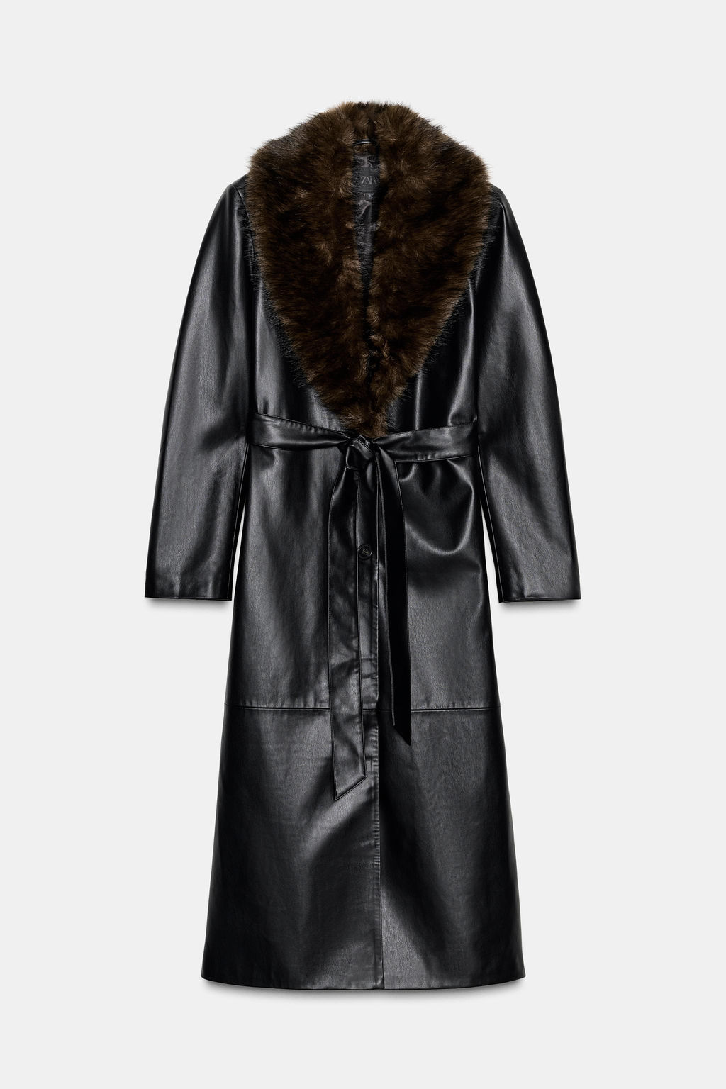 FAUX LEATHER COAT WITH DETACHABLE COLLAR - Zara фото 3