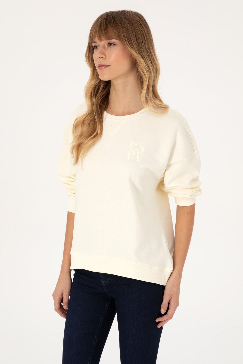 Kad_n Krem Sweatshirt - U.s. polo assn фото 3