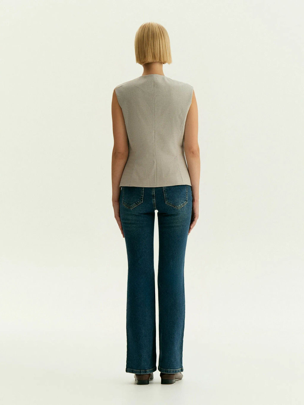 Однобортный жилет с принтом гусиная лапка, GL118/cage - Emka фото 6