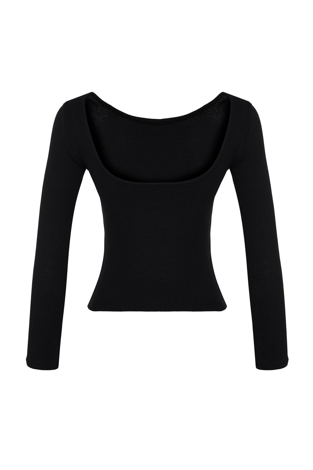 Trendyolmilla Siyah S?rt Dekolteli Fitted/Vucuda Oturan Fitilli Esnek Orme Bluz TWOAW24BZ00105  фото 8