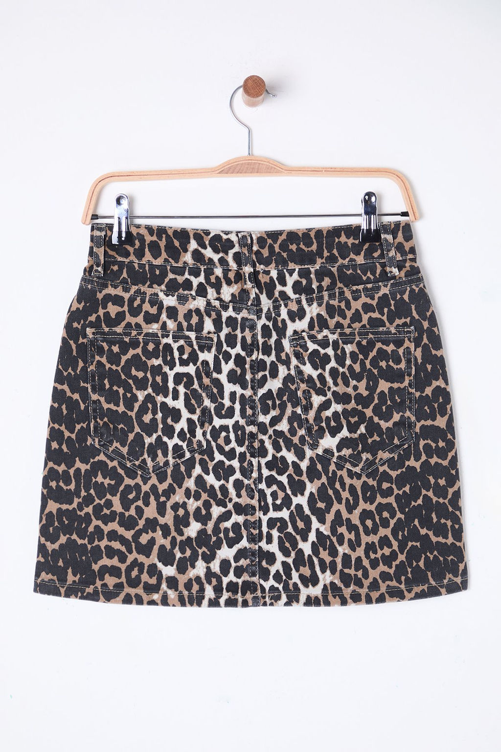 TRENDYOLMILLA Cok Renkli Animal Leopar Desenli Kahverengi Mini Denim Etek TWOSS25ET00044  фото 8