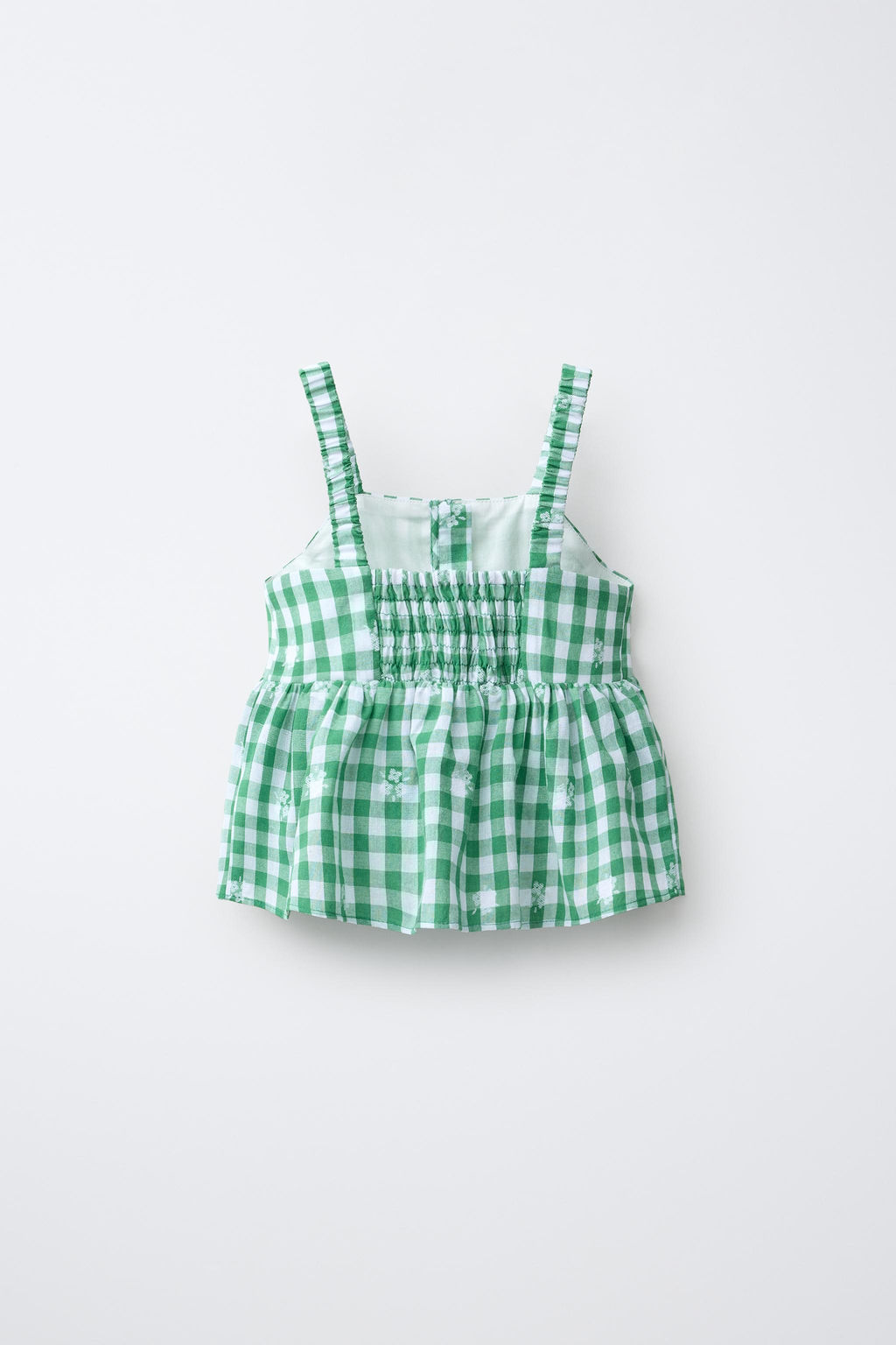 TOP BORDADOS CUADRO VICHY / Blanco / Verde
