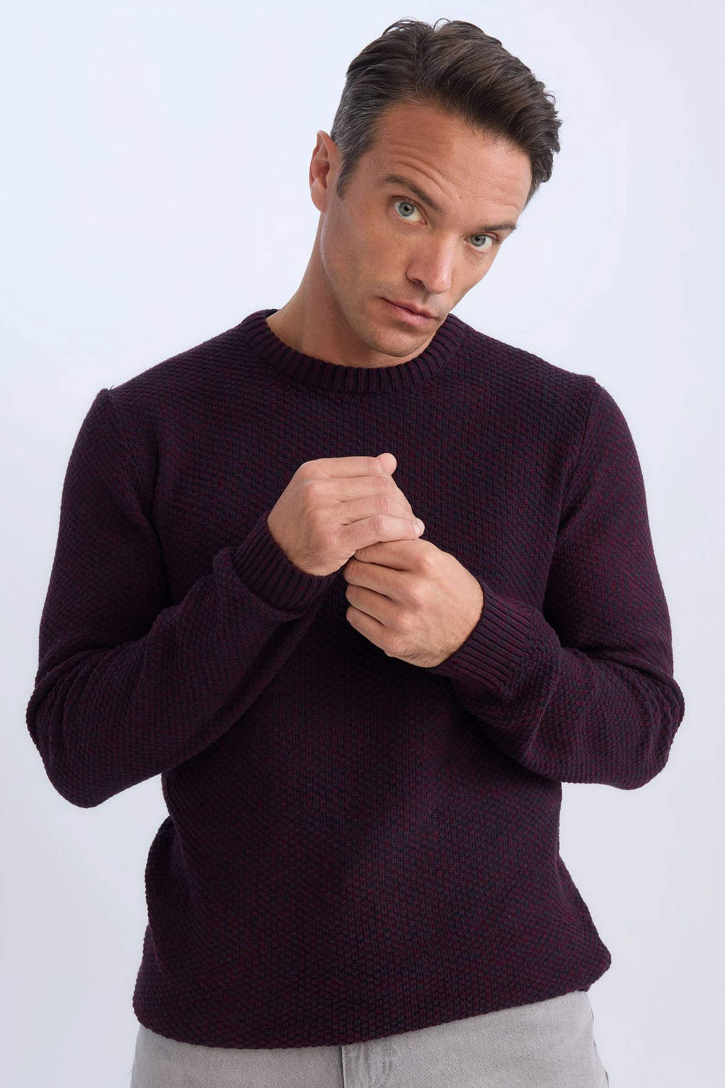 Standart Fit Normal Kesim Bisiklet Yaka Dokulu Basic Duz Triko Kazak - Defacto фото 3