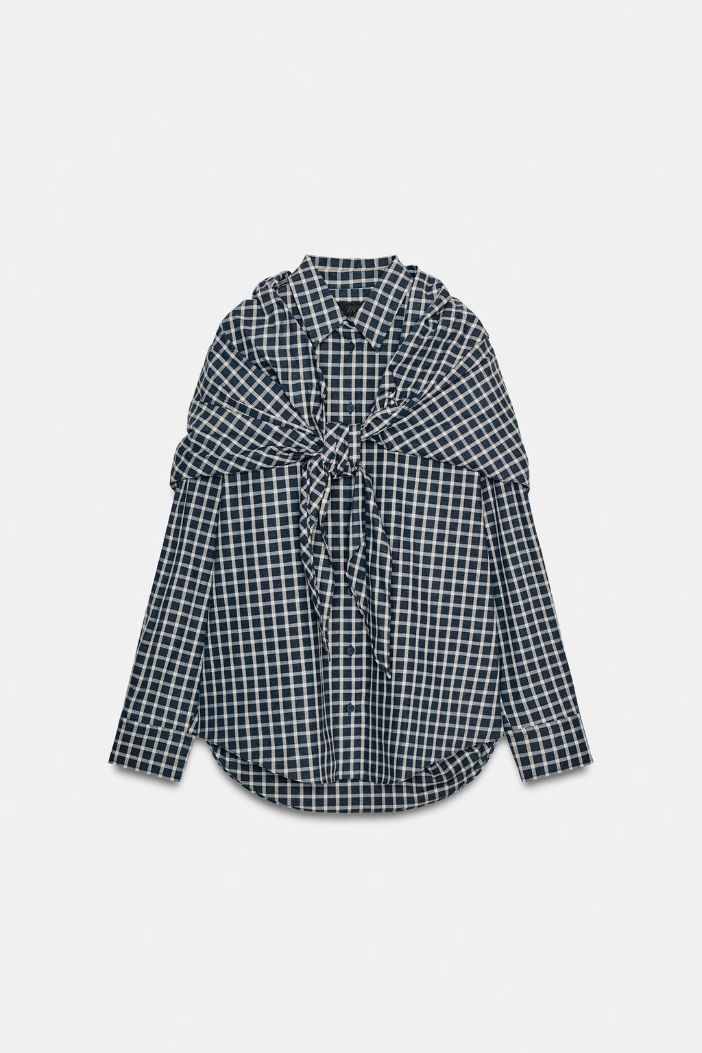 ZW COLLECTION CHECK SHIRT WITH SCARF - Zara фото 7