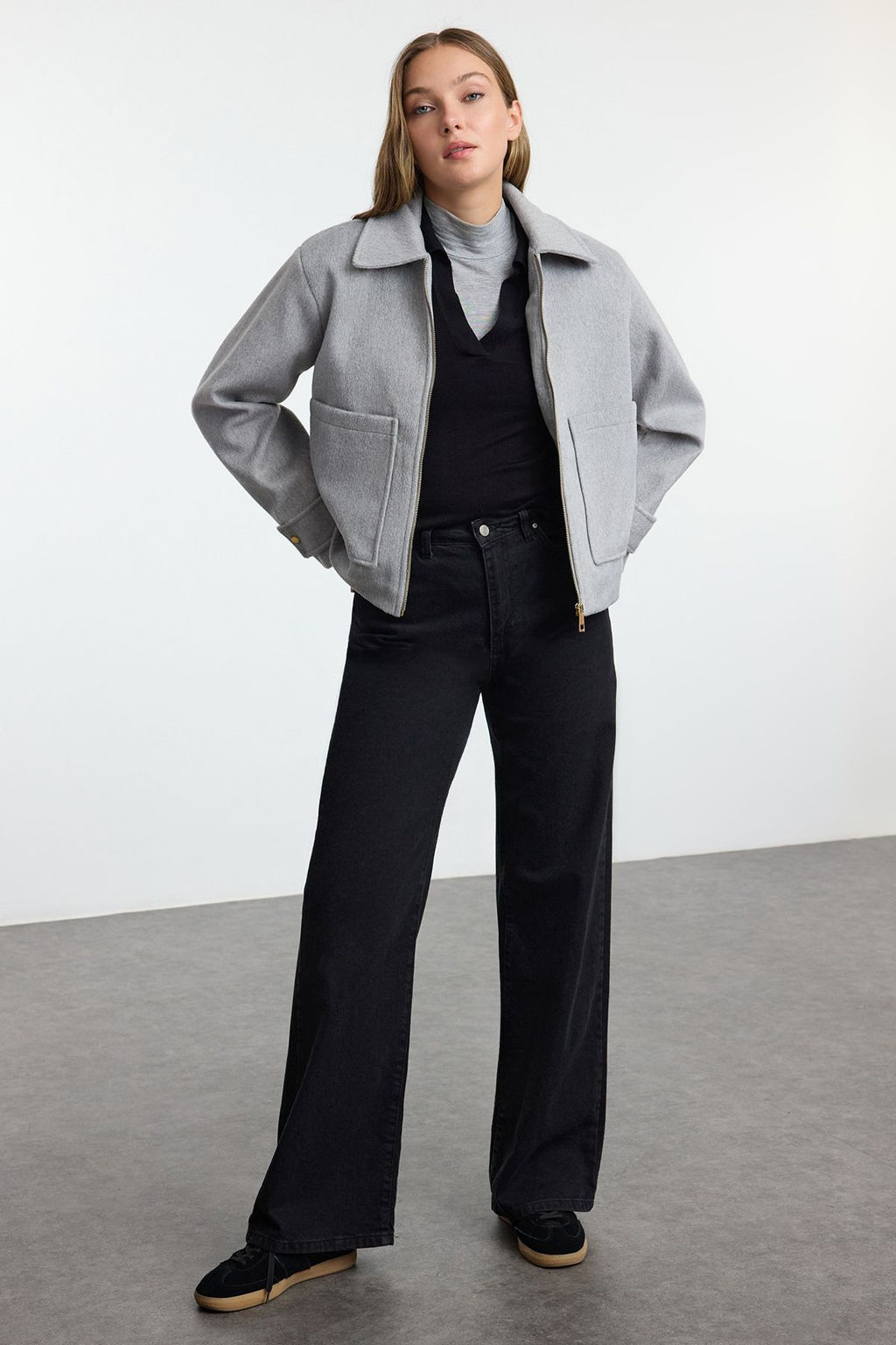 TRENDYOLMILLA Vizon Oversize Kal?p Kase Ince Ceket Mont TWOAW25MO00084  фото 2