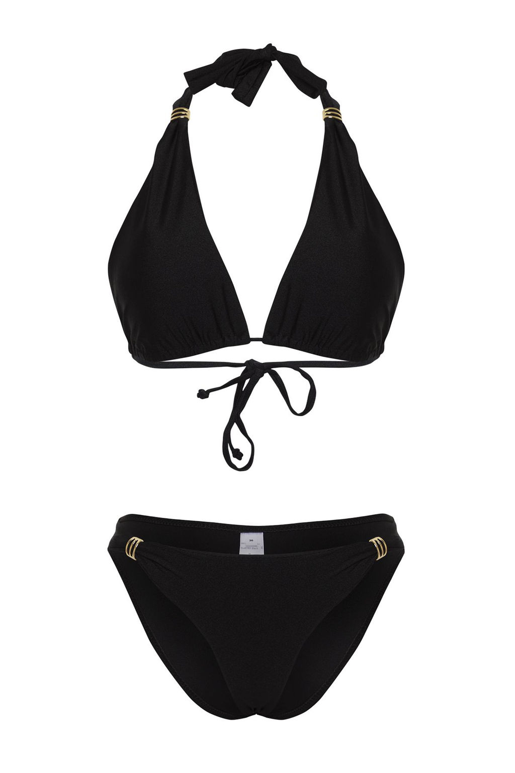 TRENDYOLMILLA Siyah Ucgen Aksesuarl? Parlak Regular Bikini Tak?m? TBESS25BT00012 фото 6