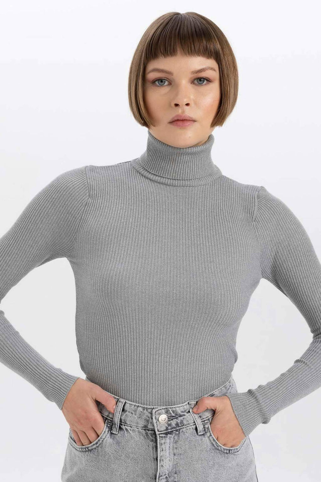 Fitted Bal?kc? Yaka Triko Kazak - Defacto фото 2