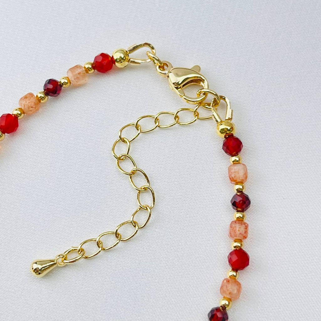 Браслет "Стихия Огонь" из Сердолика, Солнечного камня и Граната 18 см +