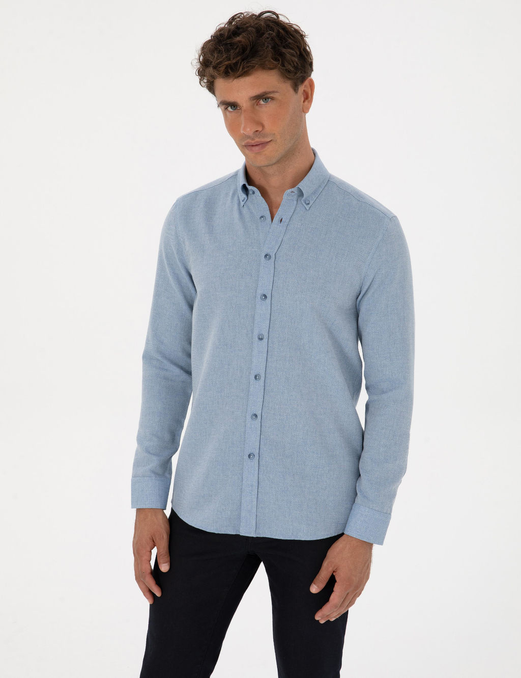 Mavi Slim Fit Uzun Kollu G_mlek
