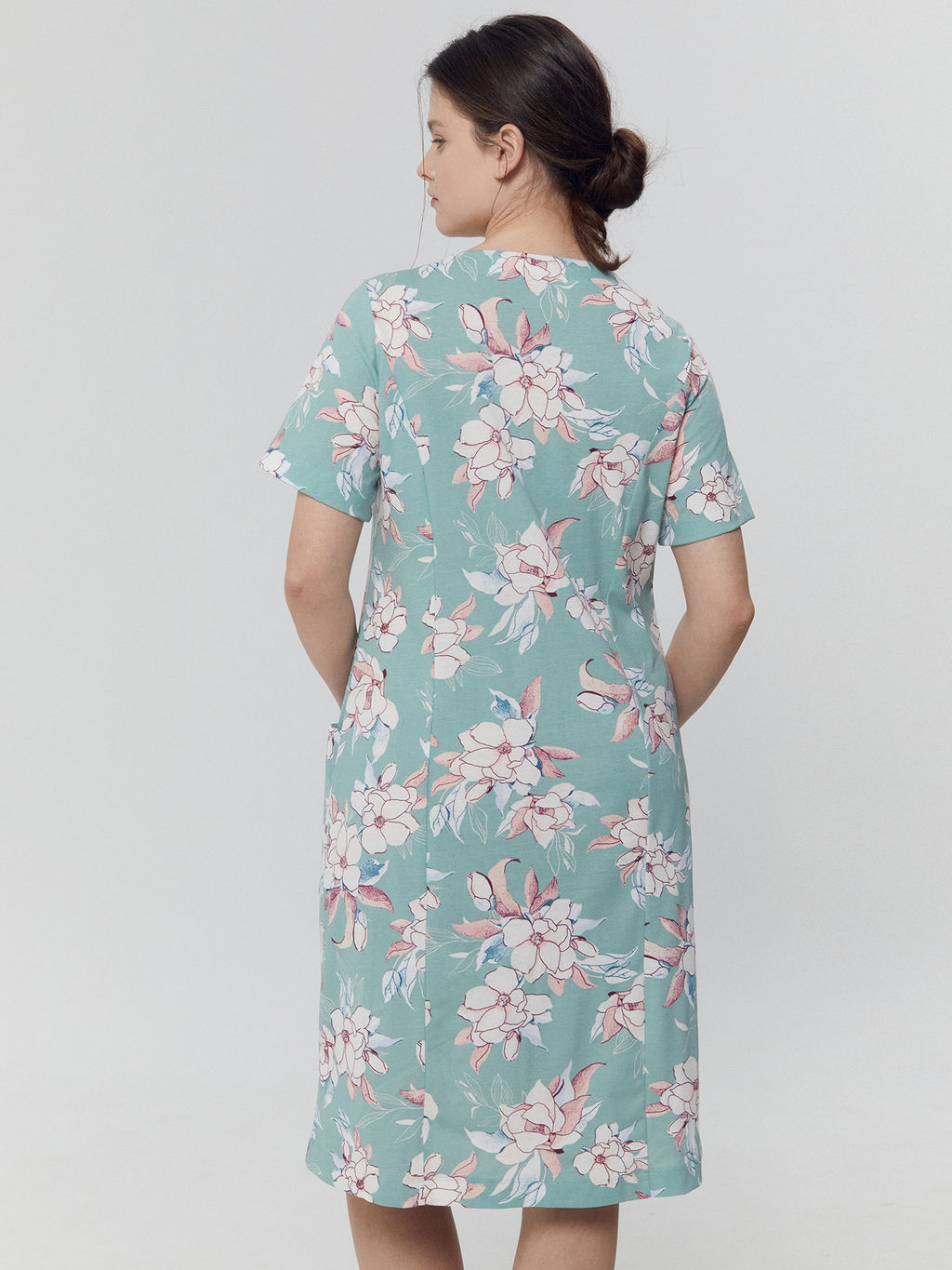 Халат женский зеленый с принтом акварельные цветы - Mark formelle фото 5