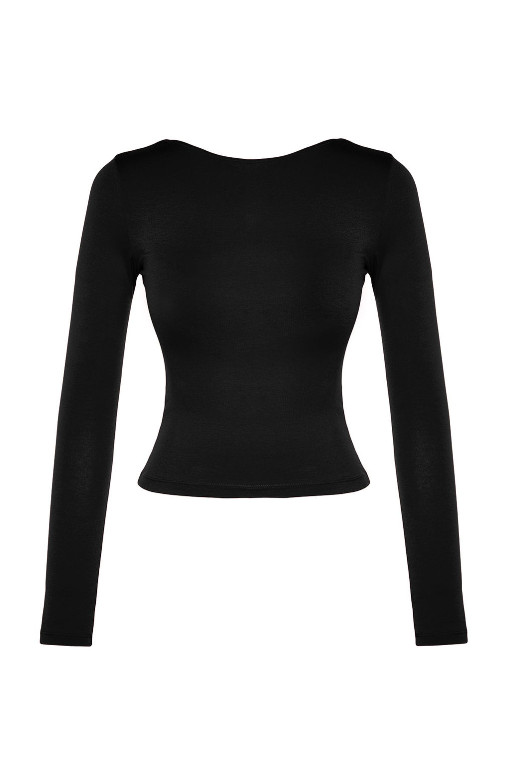 Siyah Pamuklu Esnek S?rt Dekolteli Fitted/Vucuda Oturan Esnek Bluz TWOAW24BZ00160