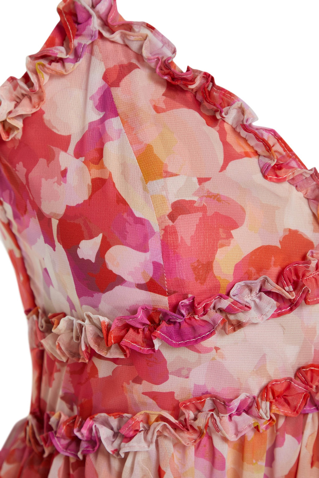 TRENDYOLMILLA Ekru Cicek Desenli A-Kesim F?rf?r Detayl? Astarl? Sifon Maxi Dokuma Elbise TWOSS23EL02013 фото 15