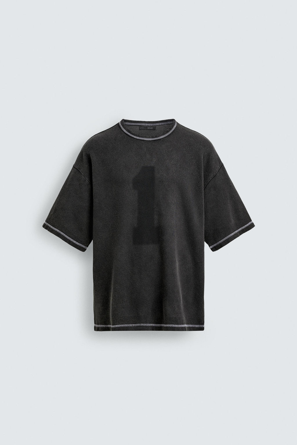 CAMISETA PUNTO LAVADO CONTRASTE / Negro - Zara фото 7