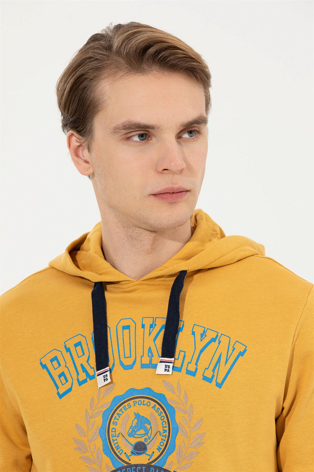 Мужская толстовка с капюшоном цвета шафрана - U.s. polo assn фото 10
