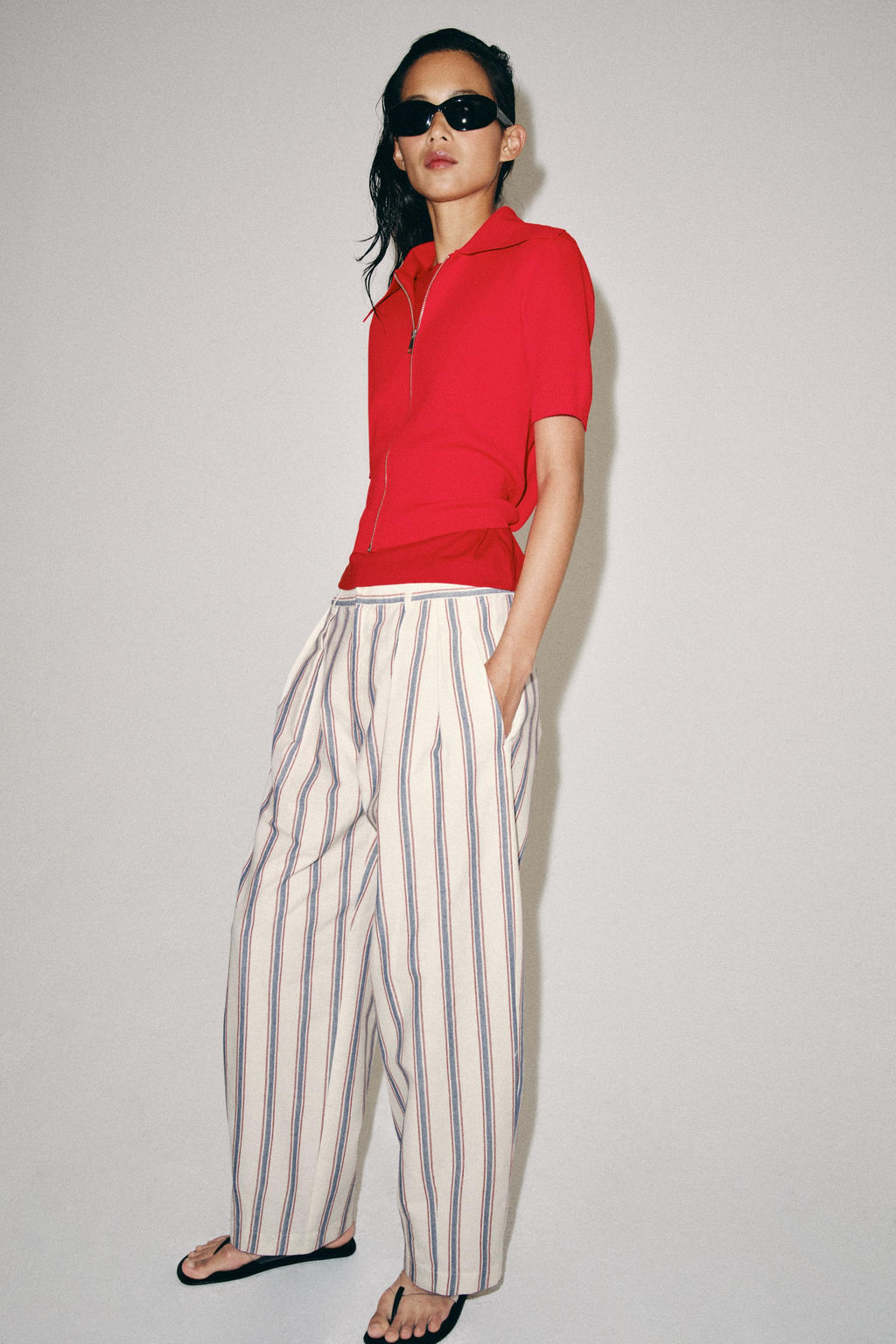 PANTAL?N BALLOON RAYAS ZW COLLECTION / Crudo - Zara фото 4