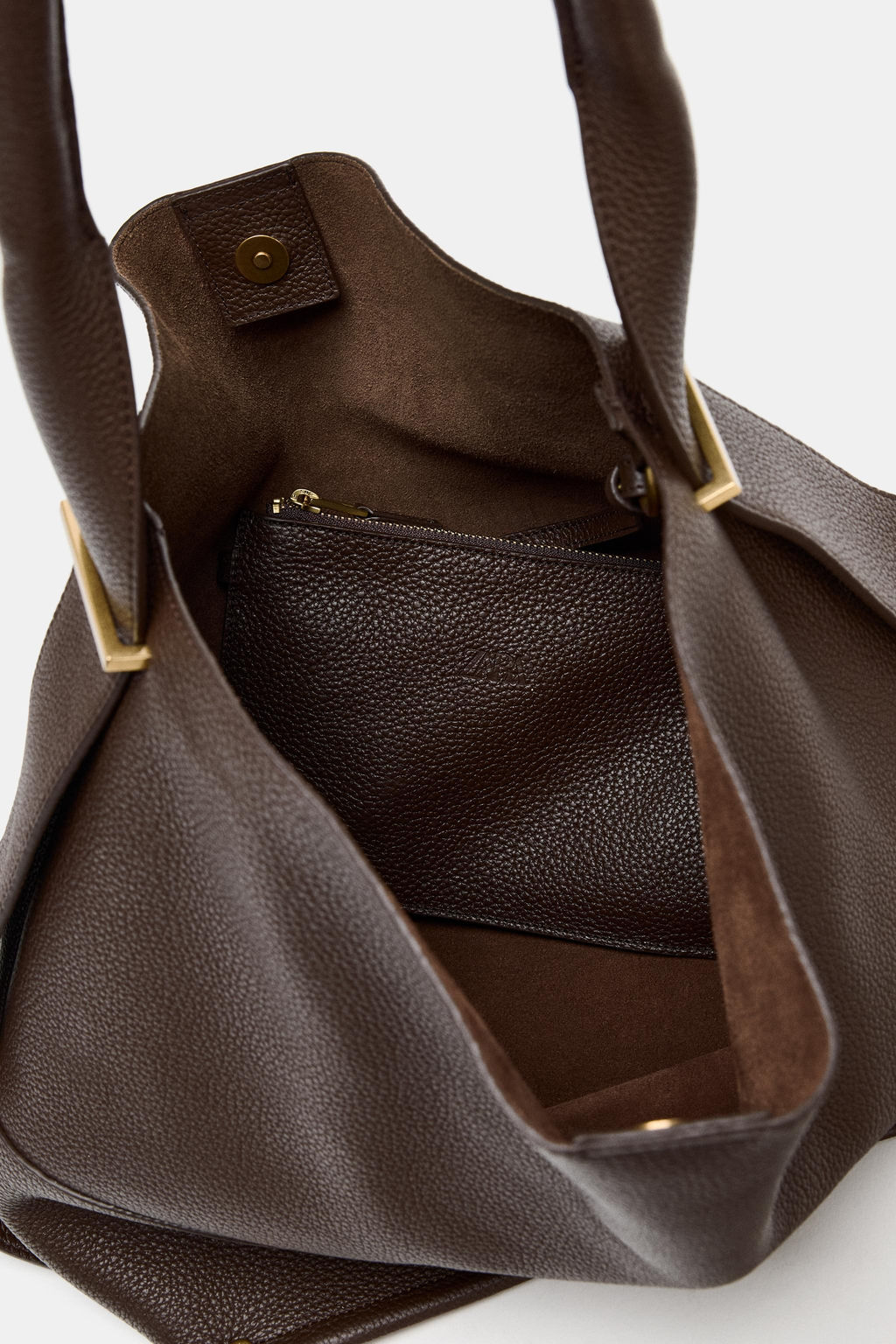 LEATHER MAXI BUCKET BAG - Zara фото 11