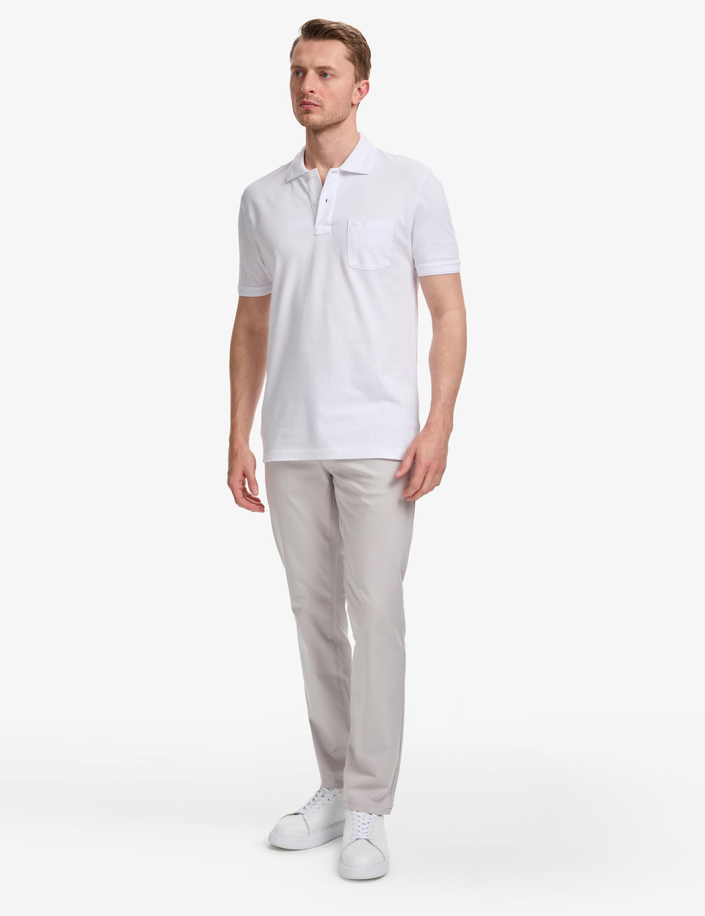 Beyaz Regular Fit %100 Pamuk D__meli Polo Yaka Basic Ti__rt