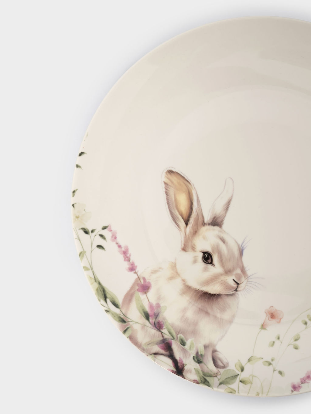 Тарелка обеденная, 27 см, фарфор N, белая, Кролик в цветах, Bunny