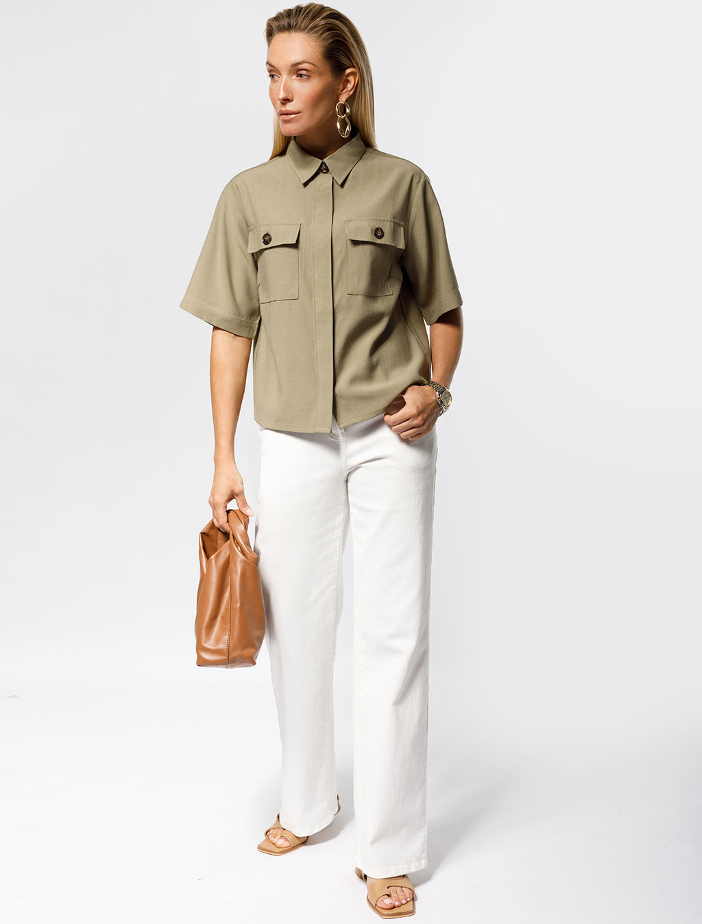 VILATTE / Блузка в стиле сафари из плотного лиоцелла  фото 9