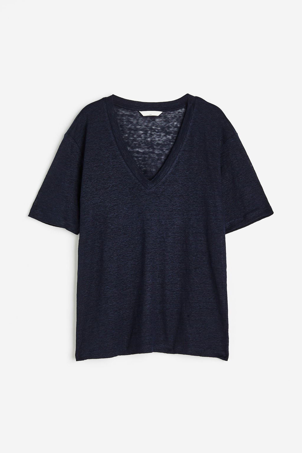 Camiseta en punto de lino con escote en V - H&m фото 5